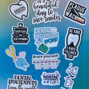 Dental Hygienist gift | Stickers Gift Set | Funny Dental Hygienist Decals | Dentist Dental Office gift 11 pcs sticker pack