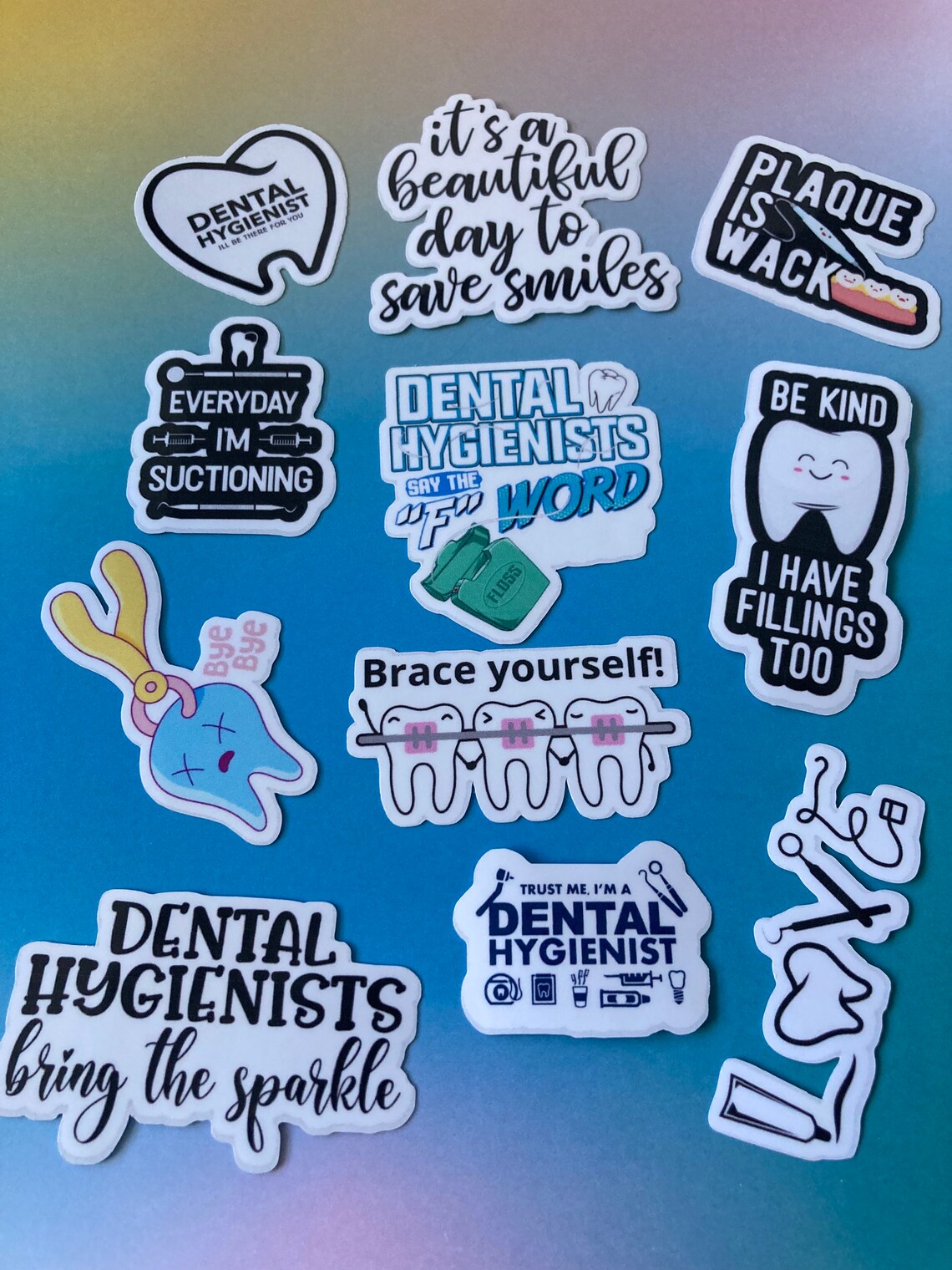 Dental Hygienist Gift Stickers Gift Set Funny Dental Etsy