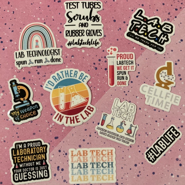 Lab Tech Gift | Lab Tech Stickers | med tech stickers | med tech gifts | MLS stickers | Lab Tech Scientist Stickers | 11 pcs sticker pack