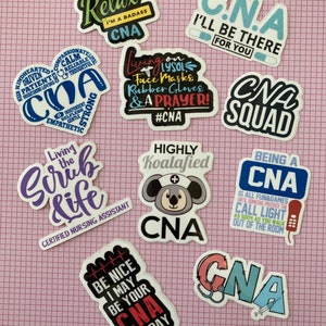 CNA gifts CNA stickers Certified Nursing Assistant funny vinyl decals CNA Decals 10 pcs sticker set image 1