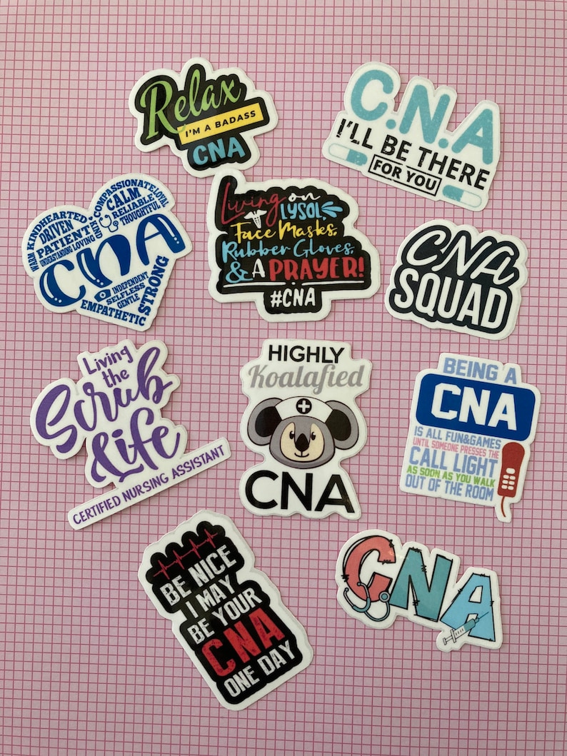 CNA gifts CNA stickers Certified Nursing Assistant funny vinyl decals CNA Decals 10 pcs sticker set image 1