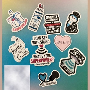 Sonographer gifts | sonographer stickers | sonography sonogram stickers set | Ultrasound Tech gift | Ultrasound Stickers | 10 pcs  pack