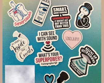 Sonographer gifts | sonographer stickers | sonography sonogram stickers set | Ultrasound Tech gift | Ultrasound Stickers | 10 pcs  pack
