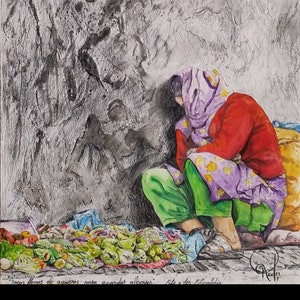 Printed on paper, based on original  work of art signed in watercolor and pens, limited and numbered, gallery work of art.