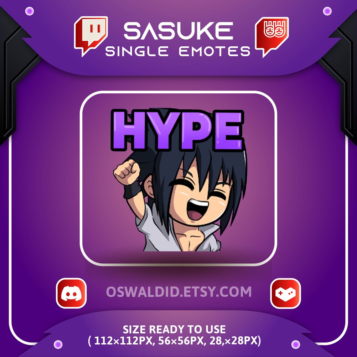 Sasuke Emojis Hype Emojis Funny Twitch Emotes Sub Badges Etsy