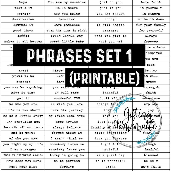 Printable Phrases Inspirational Embellishments Journaling Printables Junk Journaling Quotes Card Making Phrases Art journaling