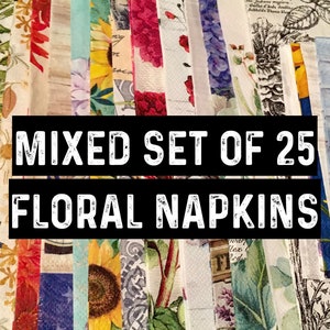 25 Napkins for Decoupage Floral Paper Napkins Junk Journaling Collaging Mixed Media Altered Art (25)
