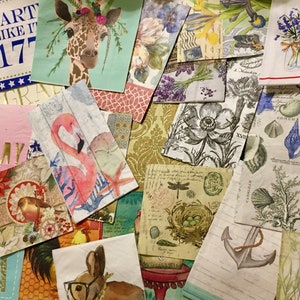 Napkins for Decoupage Mixed Paper Napkins Junk Journaling Collaging Mixed Media Altered Art (Set of 10)