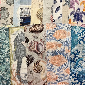10 Napkins for Decoupage Sea Beach Paper Napkins Junk Journaling Collaging Mixed Media Altered Art (Set of 10)