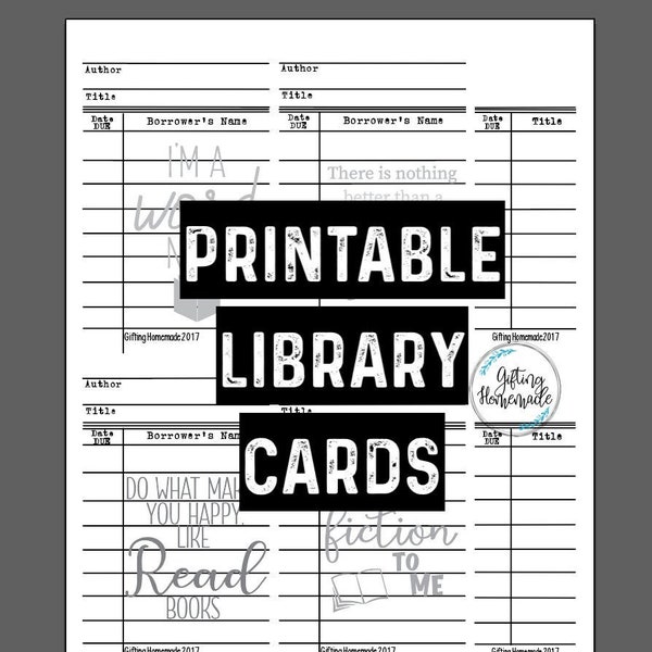 Printable Library Cards Embellishments Journaling Printables Junk Journaling Card Making Phrases Art Journaling