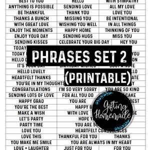 Printable Phrases Inspirational Phrases Embellishments Journaling Printables Junk Journaling Quotes Card Making Phrases Art journaling