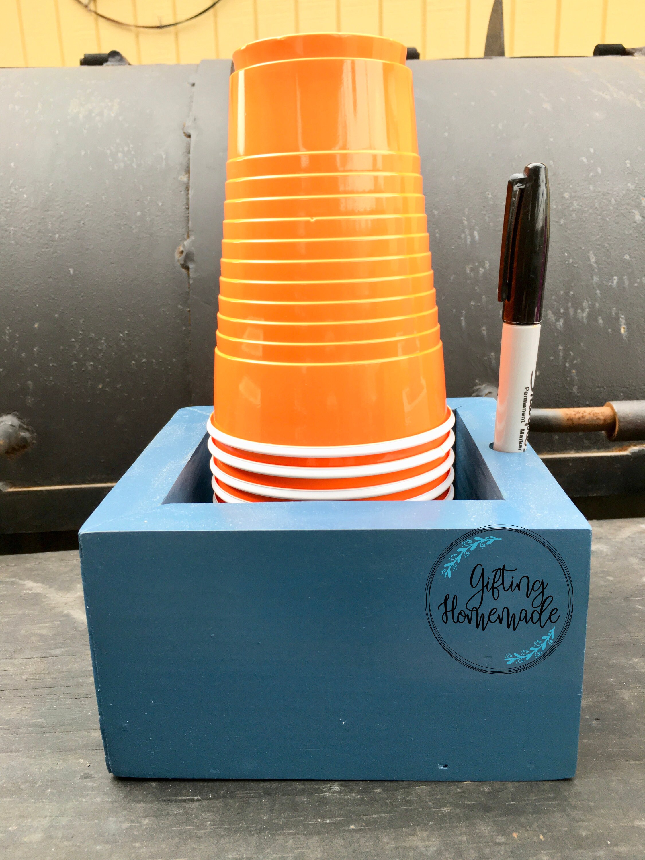 Party Cup and Marker Wooden Holder Cup Caddy Cup Holder Etsy