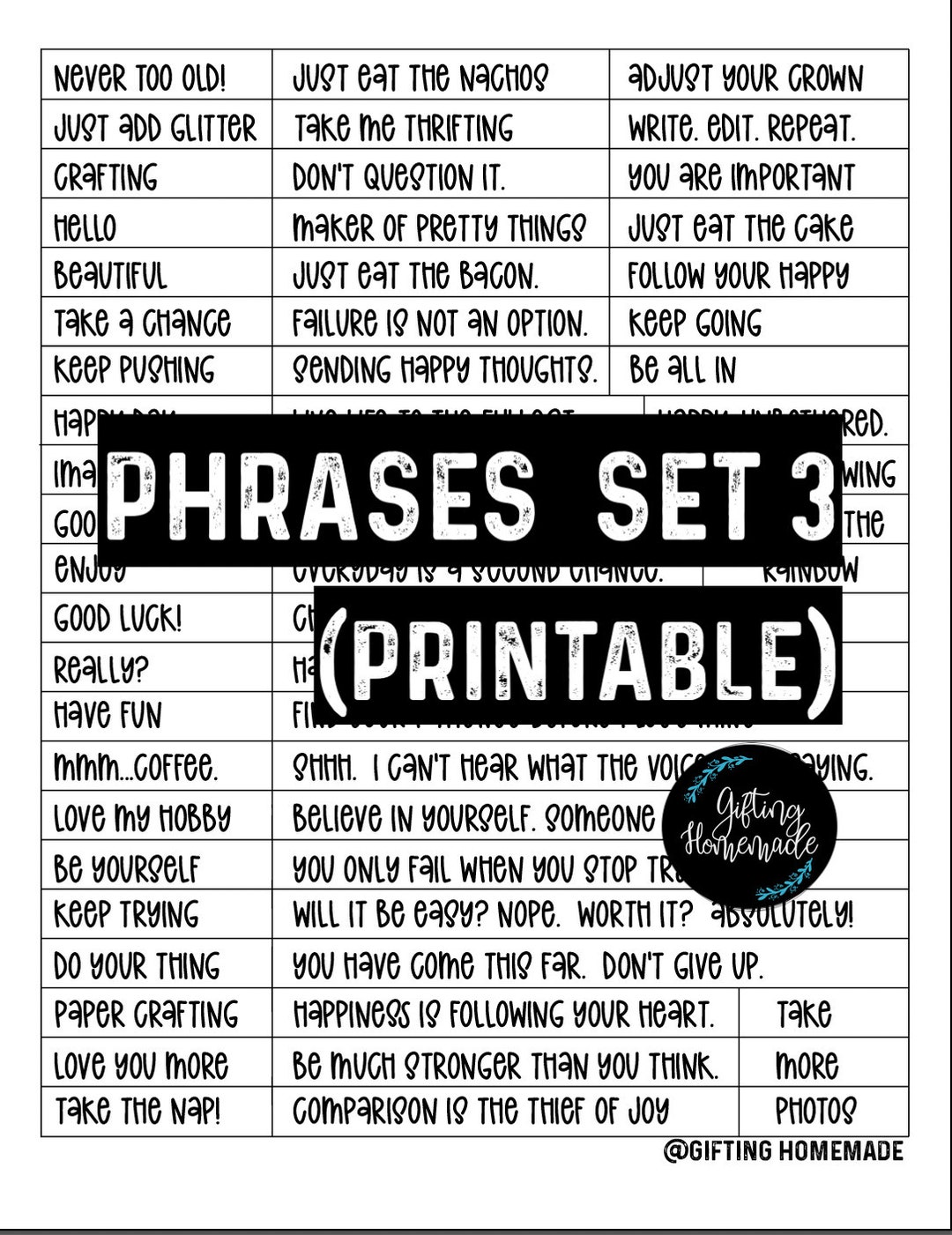 Printable Phrases Inspirational Embellishments Journaling Printables ...