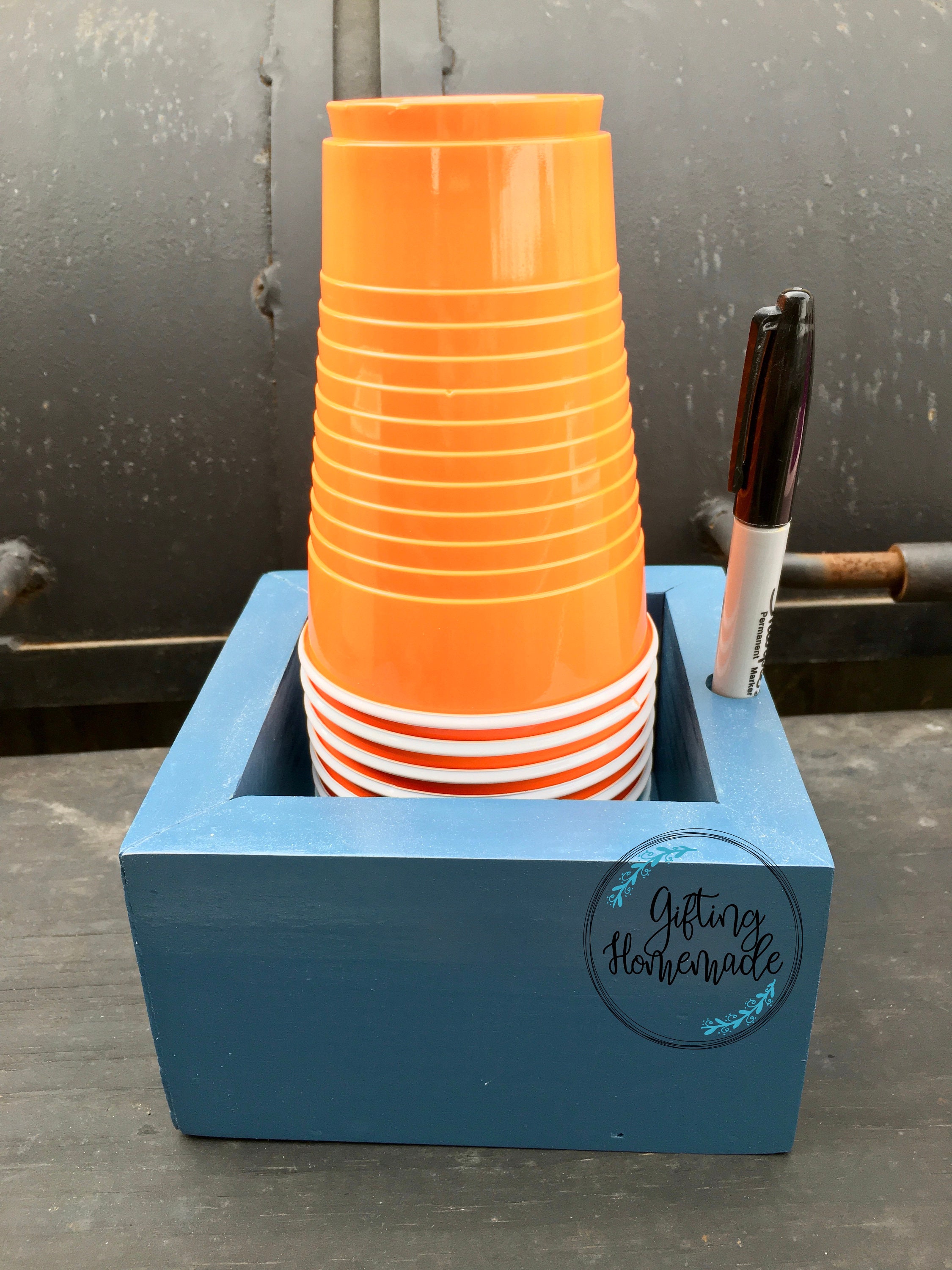 Party Cup and Marker Wooden Holder Cup Caddy Cup Holder Etsy