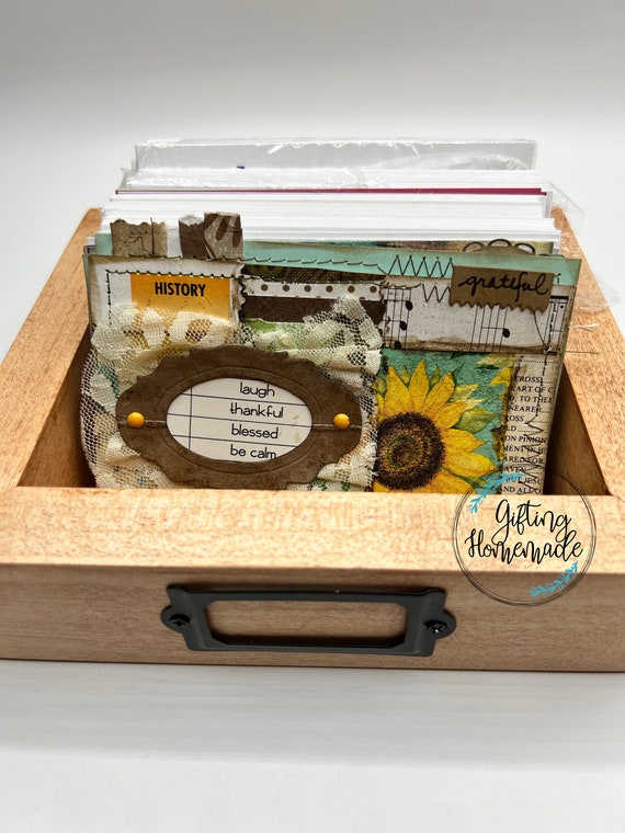 Wooden Index Card Organizer, Teacher Wooden Index Card Organizer, Altered  Index Card Holder 