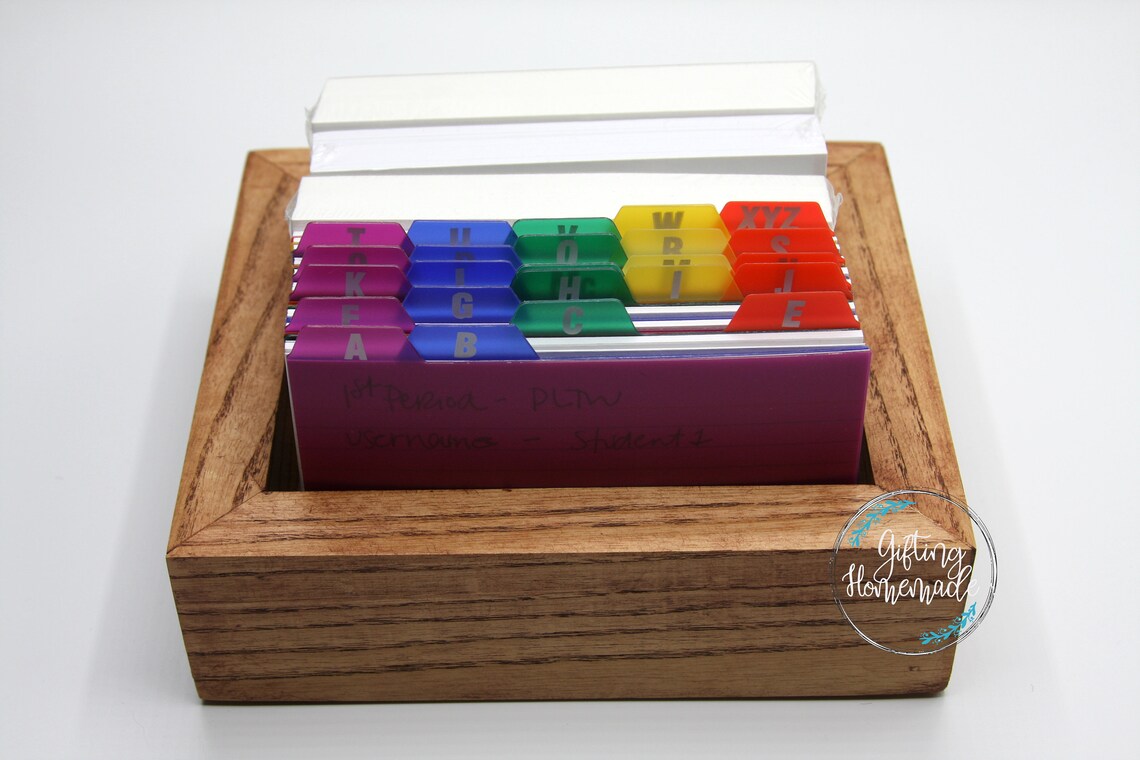 Wooden Index Card Organizer Teacher Wooden Index Card Etsy