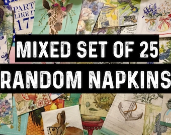 25 Napkins Decoupage Random Mixed Set Paper Napkins Junk Journaling Collaging Mixed Media Altered Art