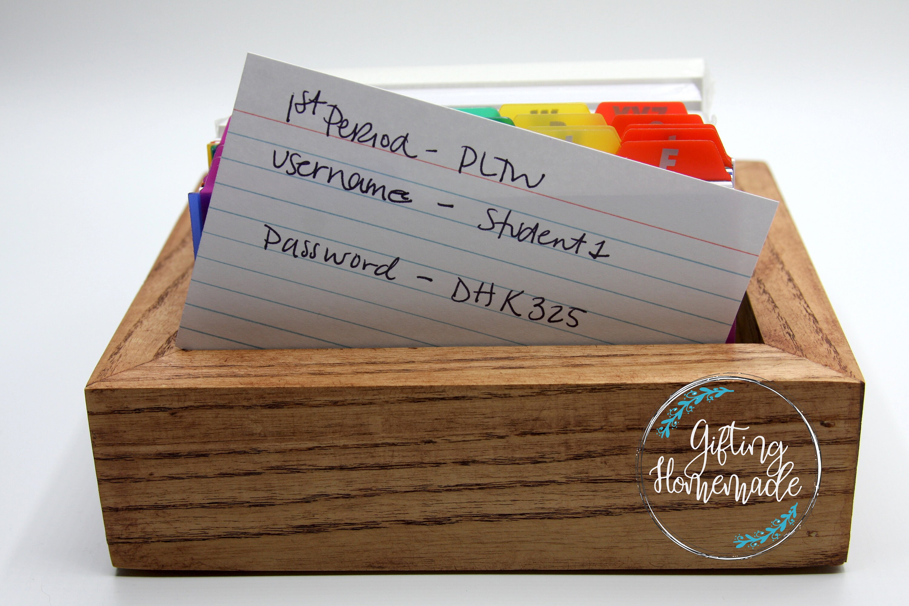 Wooden Index Card Organizer Teacher Wooden Index Card Etsy