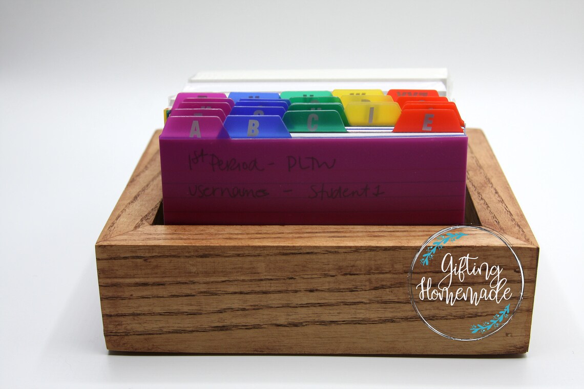 Wooden Index Card Organizer Teacher Wooden Index Card Etsy