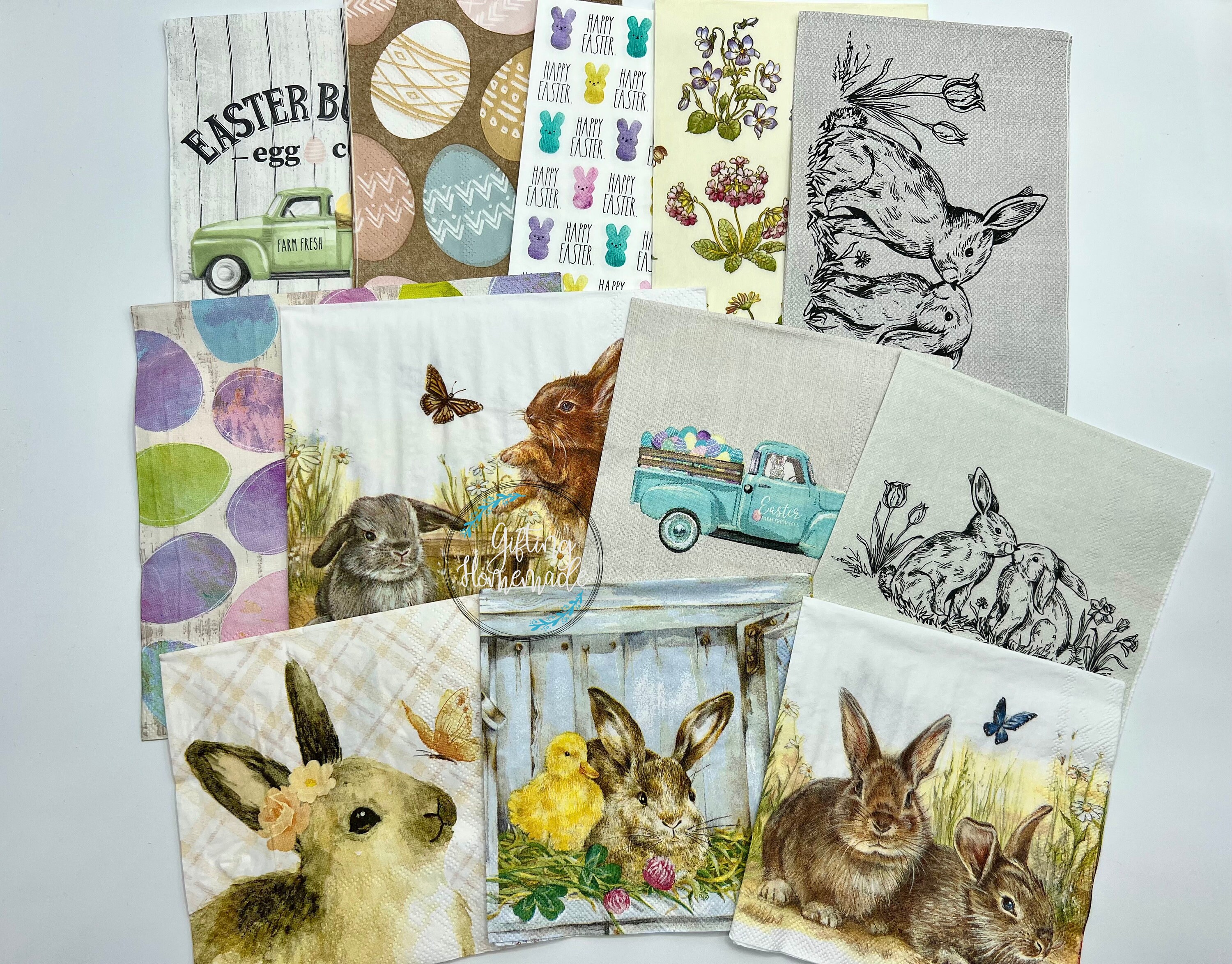 Napkins for Decoupage Easter Bunnies Paper Napkins Junk Etsy