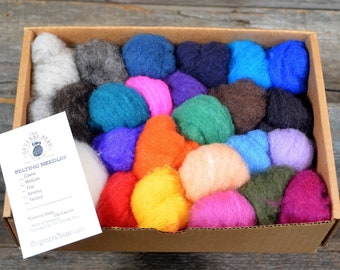 Needle Felting Colorpack, 24 colors of Felting Wool Kit, Solids DIY Felting Kit