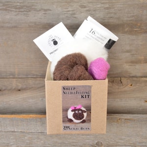 DIY Felting Kit, Beginner Level Sheep Felting Kit, Needle Felted Sheep Kit