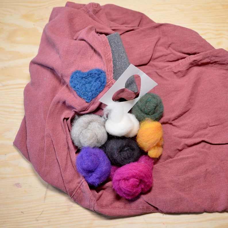 Visible Mending Kit, Needle Felting Mending Kit, Zero Waste Wool Patch Repair image 3