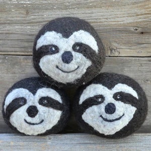 Sloth Dryer Balls, XL Dryer Balls, Patterned laundry balls