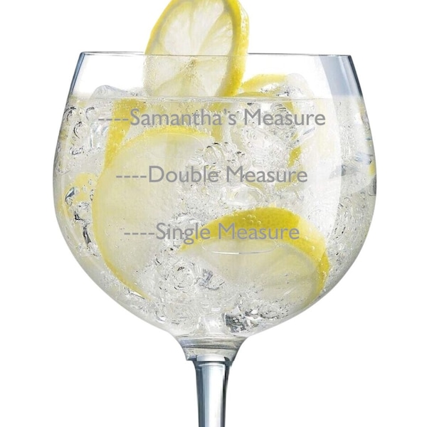 Personalised Measures Gin Glass | Double Novelty Funny | Engraved Gin Glass | Super Popular Design | Gin Glass | Perfect For Gift