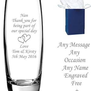 personalised engraved vase birthday gifts, mothers day gift, gifts for mom, mum, nan, grandma image 2