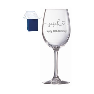 Personalised Engraved Wine Glass Birthday Gift 50th 60th 65th 70th 80th any age Gift ideas