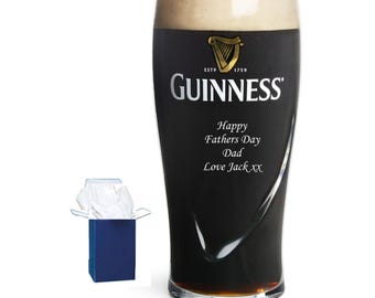 Engraved Guinness Glass, Personalised for Dad or Grandad this Father's day, Birthday Christmas Best Man Gift Xmas Gift Retirement Gift