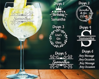 Personalised Engraved Gin Glass, Gin & Tonic Glass,  Birthday Gifts, Christmas Gifts