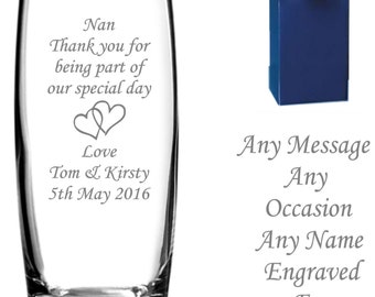 personalised engraved vase birthday gifts, wedding gifts, mother of the bride, mother of the groom gifts