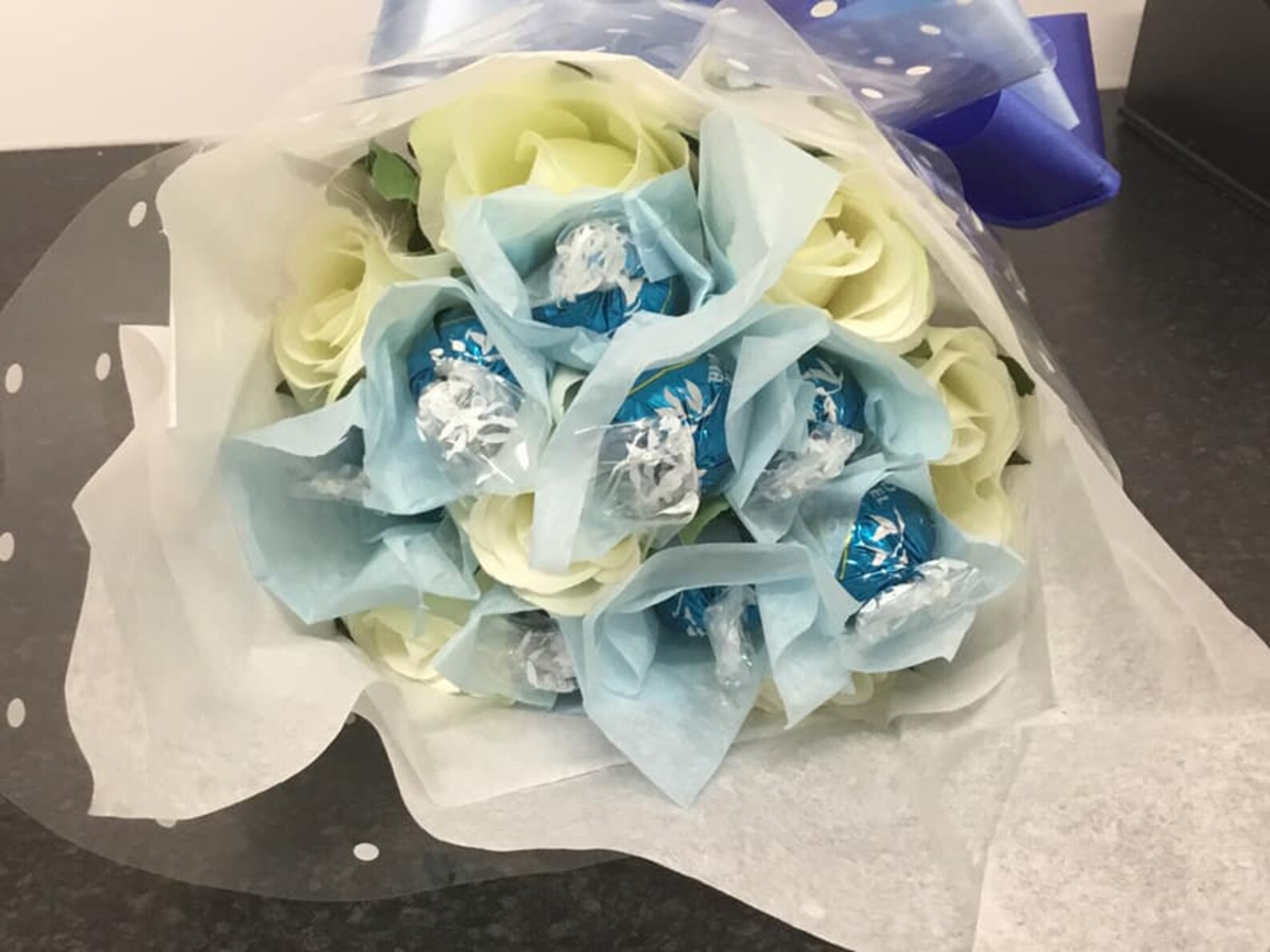 Mothers day gift luxury silk roses and chocolate lind
