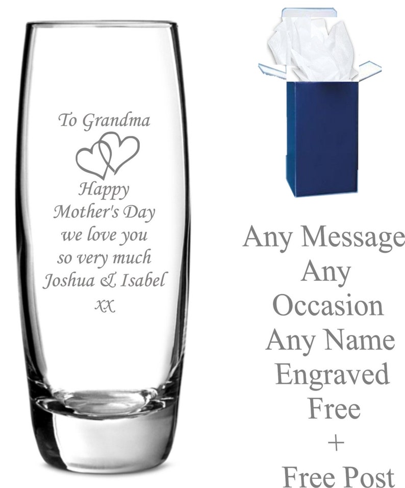 personalised engraved vase birthday gifts, mothers day gift, gifts for mom, mum, nan, grandma Small 18cm