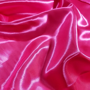 Fuchsia Pink Medium Satin Charmeuse Fabric 58&quot; By The Yard Hot Pink Dress Fabric By The Yard