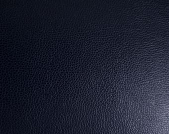 Navy Blue Glossy Smooth Pebble Grain Vinyl Fabric, 54" Wide, Cushioned Rich Navy Faux Leather by the Yard