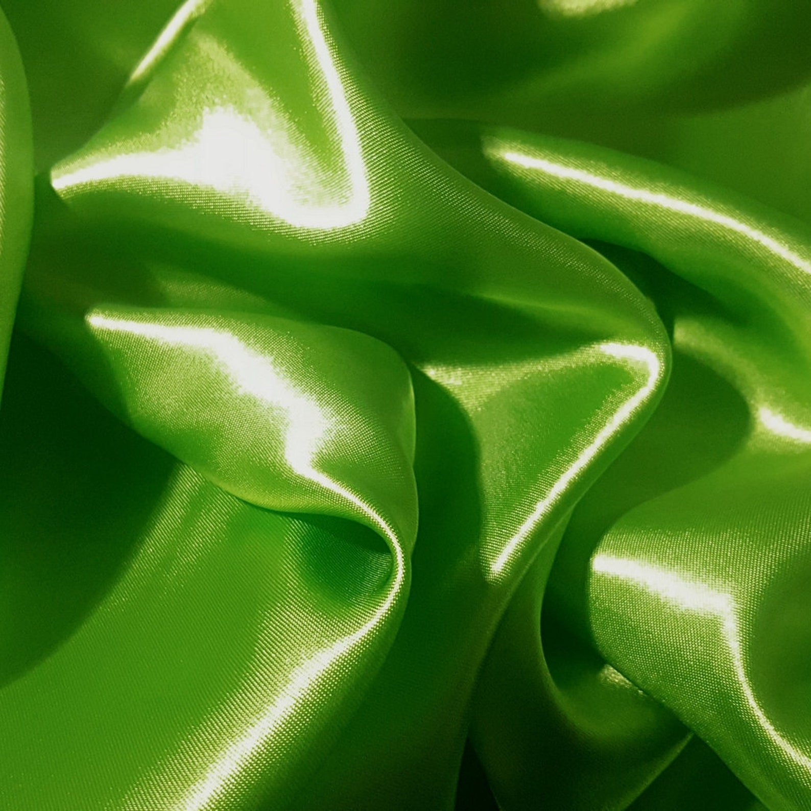 Lime Green Satin Charmeuse Fabric 58 by the Yard Shiny Etsy