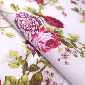 Classic Ruby Red Rose Floral Print Poly Cotton Fabric 58" By The Yard Victorian Roses