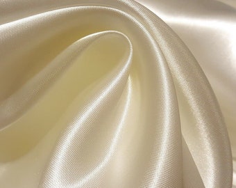 Ivory Satin Charmeuse Fabric 58" By The Yard Primary Shiny Medium Weight Satin Fabric