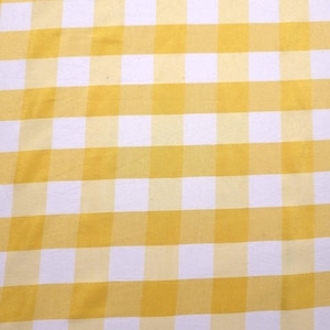 Yellow Large Gingham Check Polyester Cotton Fabric by the Yard, 58" Wide Material, 5oz Coastal Slub Upholstery Cloth for Pillows Cushions Cu