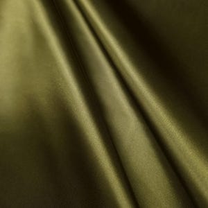 Heavy Olive Green Satin Fabric By The Yard | 8oz Polyester Bridal Bridesmaid Dress | Formal Gown Material | Lustrous Upholstery Drapes 画像 4