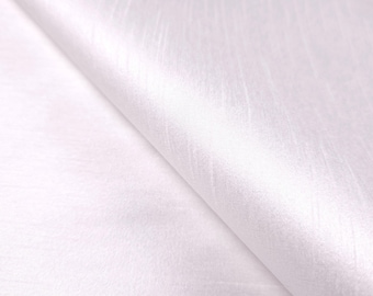 Dupioni Faux Silk True White Fabric 58" By The Yard | Bright White Shantung for Modern Wedding Dresses, Christening Gowns, & Formal Wear