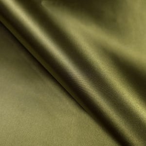 Heavy Olive Green Satin Fabric By The Yard | 8oz Polyester Bridal Bridesmaid Dress | Formal Gown Material | Lustrous Upholstery Drapes 画像 1