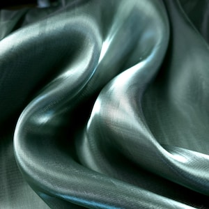 Metallic Green Shimmer Organza Fabric 60&quot; By The Yard Shiny