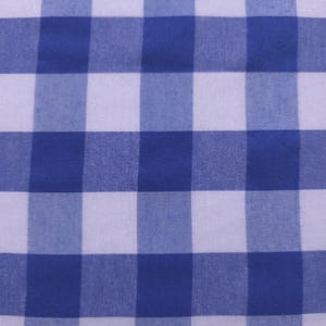 Royal Blue Large Gingham Check Polyester Cotton Fabric by the Yard, 58" Wide Material, 5oz Coastal Slub Upholstery Cloth for Pillows Cushion