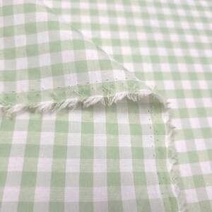 Sage Green Gingham Poly Cotton Fabric - 1/4 Inch Green and White Checkered Material 58" By The Yard - Soft & Durable Apparel Fabric zdjęcie 3