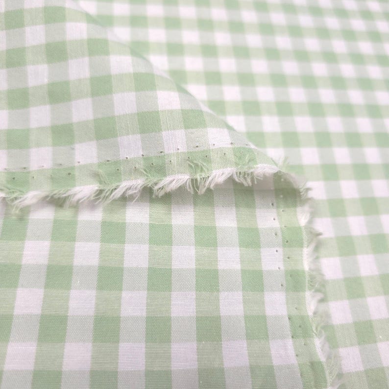 Sage Green Gingham Poly Cotton Fabric - 1/4 Inch Green and White Checkered Material 58" By The Yard - Soft & Durable Apparel Fabric zdjęcie 3
