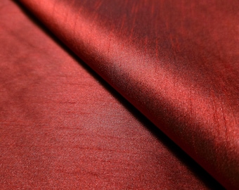 Dupioni Faux Silk Dark Red Burgundy Wine Fabric 58" By The Yard | Rich Maroon Two Tone for Fall Weddings, Formal Gowns, Drapes, and Costumes